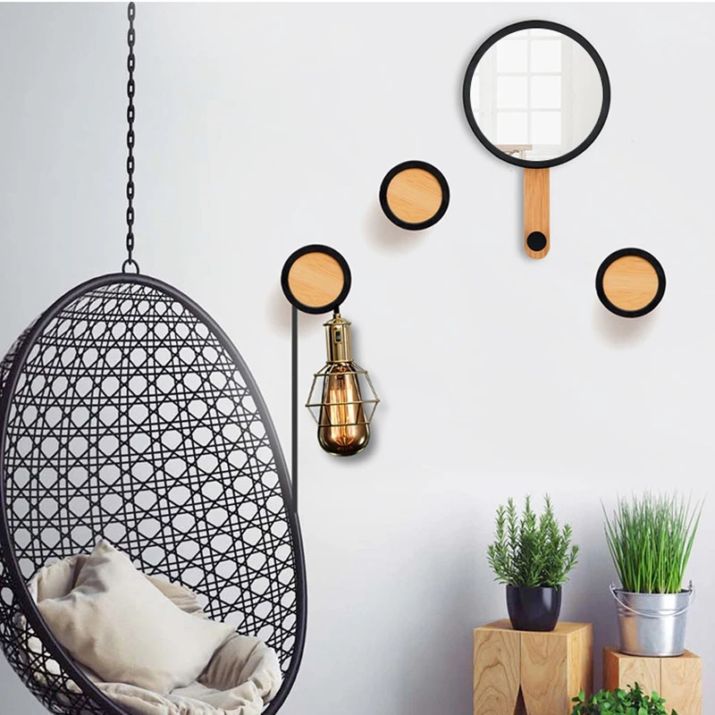 

1Pcs Home Wall Hanging Mirror Hooks Coat Rack Wall Wooden Coat Hooks Home Living Room Practical Decorations Clothes Hook Hanging