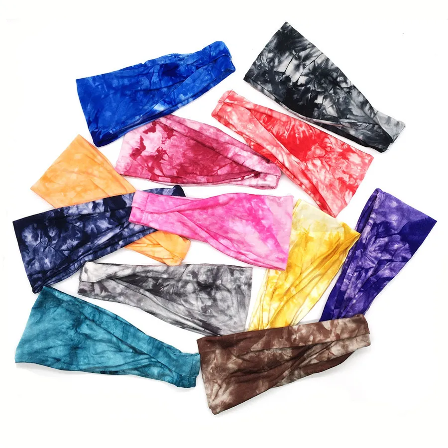 Tie Dye Велоспорт Йога Спортивная Повязка от пота мужчины Sweatband для мужчин женщин головные повязки для йоги головы Налобные повязки Спортивная безопасность