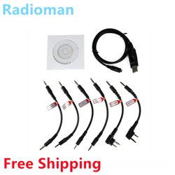 6 in 1 USB Programming Cable For Motorola HYT For ICOM BAOFENG PUXING For KENWOOD YAESU