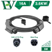 Morec EV зарядный кабель 16A 3.6KW для электрической автомобильной зарядной станции тип 1 к Тип 2, SAE J1772 5 м