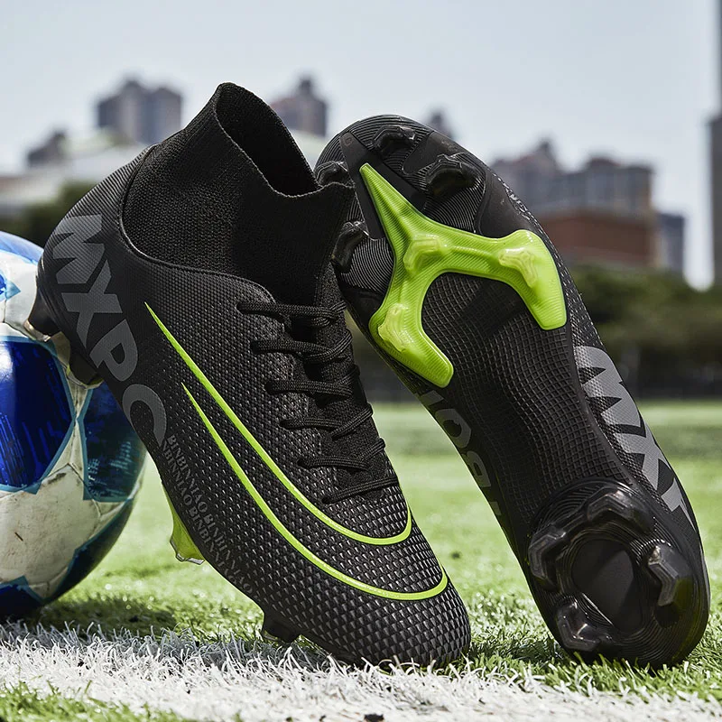 

2019 spring and autumn fashion new men's breathable high help broken nails spike soccer shoes sneakers