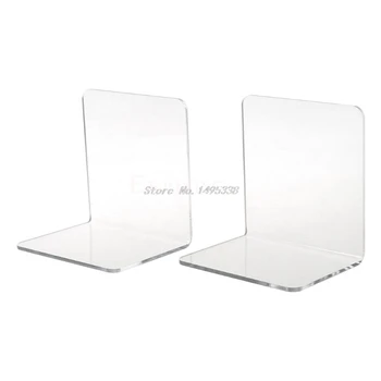 

2Pcs Clear Acrylic Bookends L-shaped Desk Organizer Desktop Book Holder School Stationery Office Accessories Dropshipping