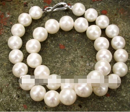 01563 Large infrequent 11-12mm white AAA natural pearl necklace jewelry 17