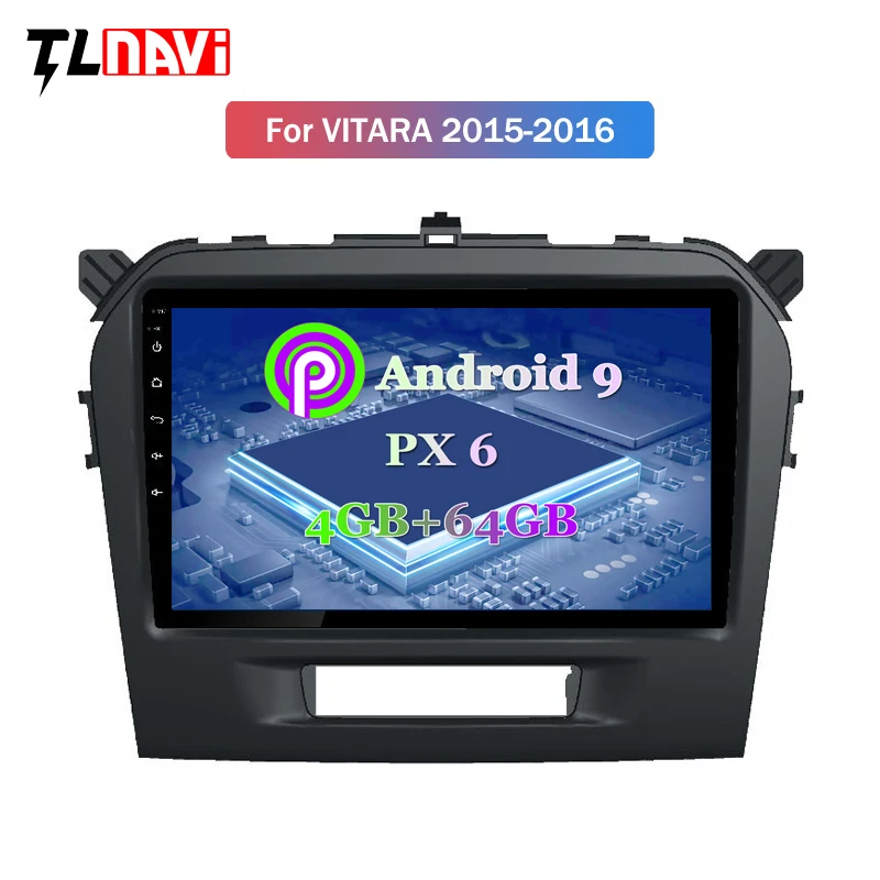 Discount PX6 4G+64G Android 9.0 9 inch car navigation for Suzuki Vitara 2015-2019 support Wifi SWC OBD2 TPMS rear camera 1