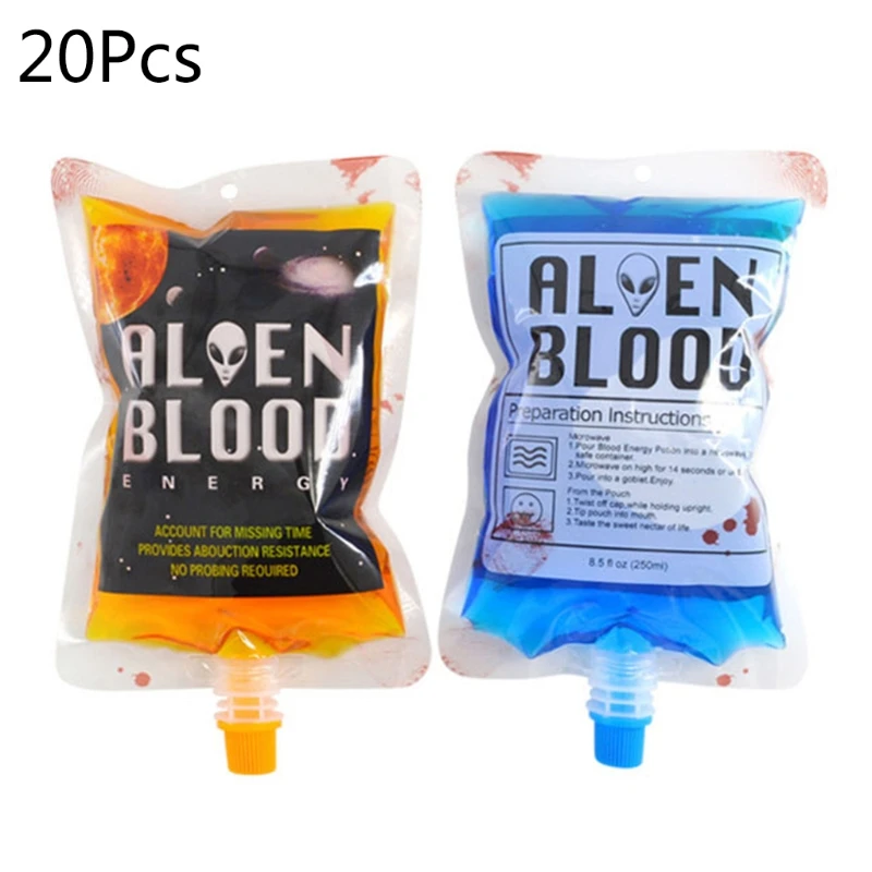 20pcs 250ml Halloween Cosplay Drink Container Vampire Blood Bag Pouch Beverage E7CB