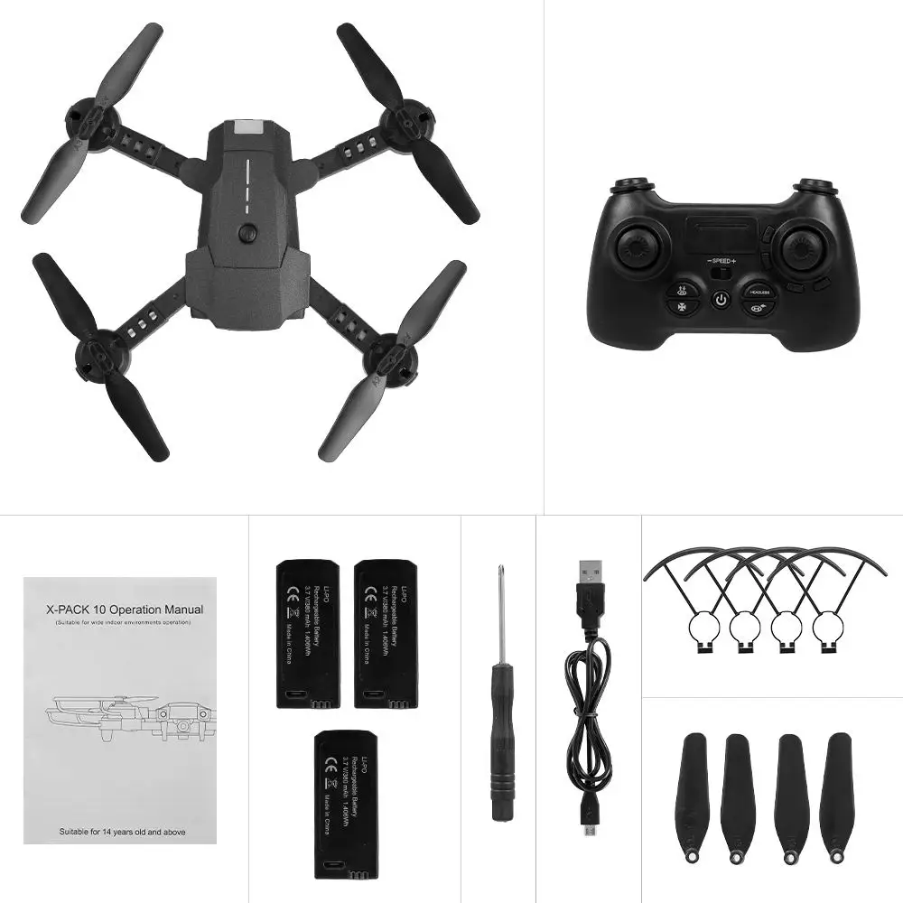 ATTOP X-PACK 10 мини дрона с дистанционным управлением 2,4G 4CH 6-Axis Gyro 3D-Flip Безголовый режим один ключ возврат светодиодный свет Радиоуправляемый квадрокоптер хороший подарок для детей - Цвет: 3 Batteries