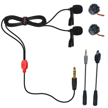 

COMICA CVM-D02 Dual-head Lavalier Microphone for DSLR Camera Sony A7R A6300 phone GoPro 3/4/5 for Interview Vlogging youtube etc