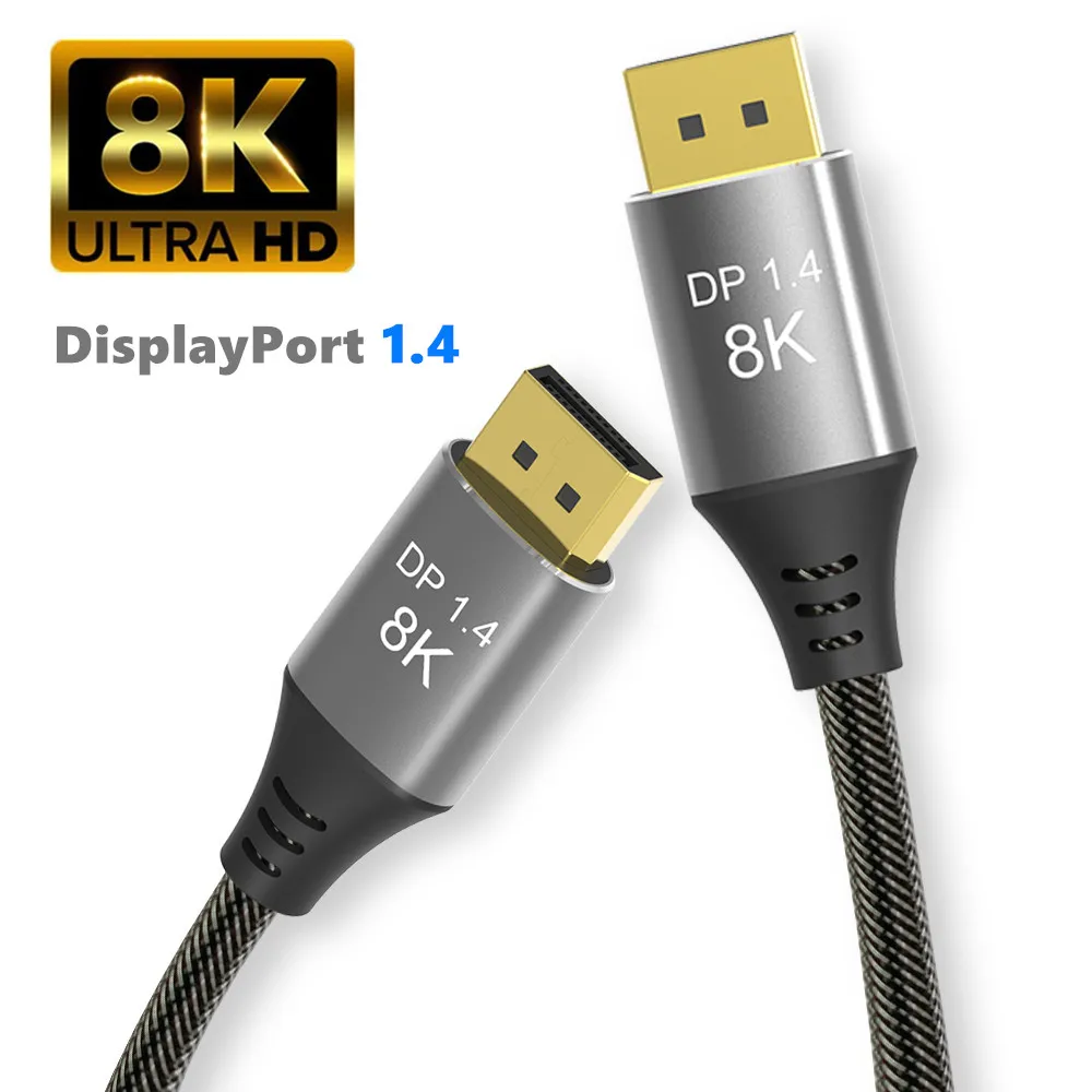 

DisplayPort 1.4 Alloy Cable 8K DP to DP Cable 4K@144Hz 8K@60Hz Nylon Braided High Speed DP Cable Compatible with PC, Laptop, TV