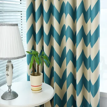

Venus Mediterranean Stripes Blue Semi-shading Curtains Cloth for Living Room Bedroom Studio Printing Curtains Blackout Curtains