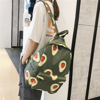 

Cartoon Fruits Animals Print Women Canvas Backpack Large Capacity Students Travel School Bagpack Avocado Mochila Feminina