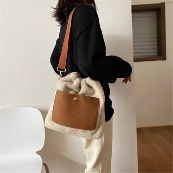

New Fashion Wave Korean Version Of The Wild Messenger Bag Fur Shoulder Bag Fashion Bucket Bag for Women Girl Styling Tools
