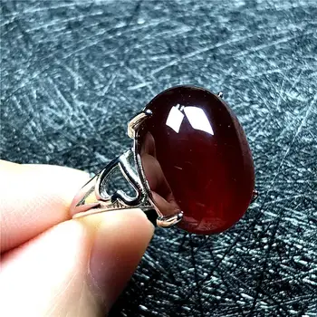 

16x12mm Top Natural Garnet Ring Jewelry For Woman Man Crystal Silver Orange Red Stone Love Ring Oval Beads Adjustable RingAAAAA