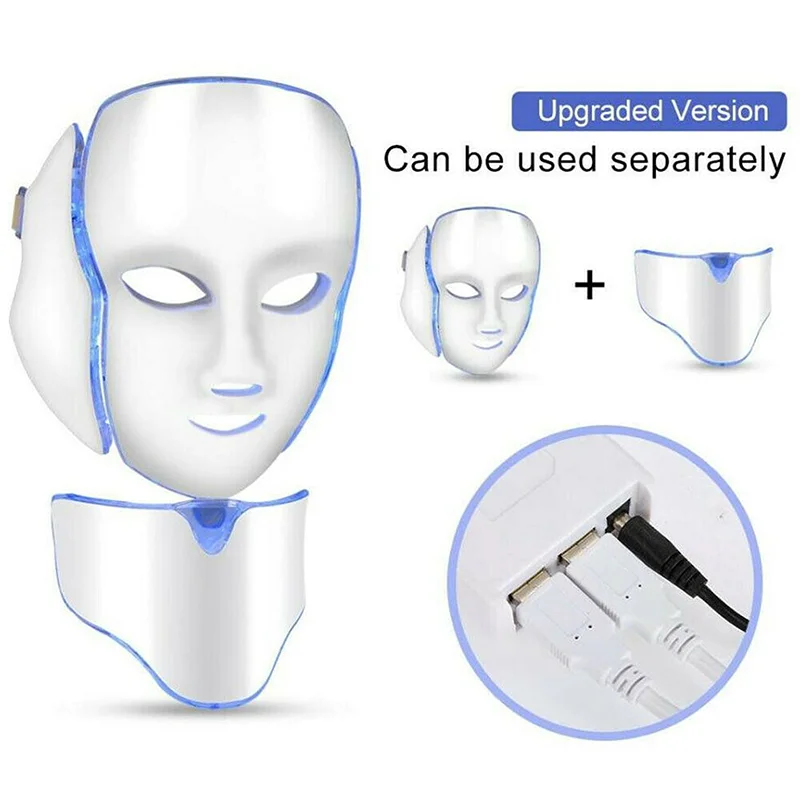 LED Facial Mask 7 Colors Light Therapy Skin Rejuvenation Acne Treatment Beauty Face Mask Machine Anti-Aging Wrinkle Reduction