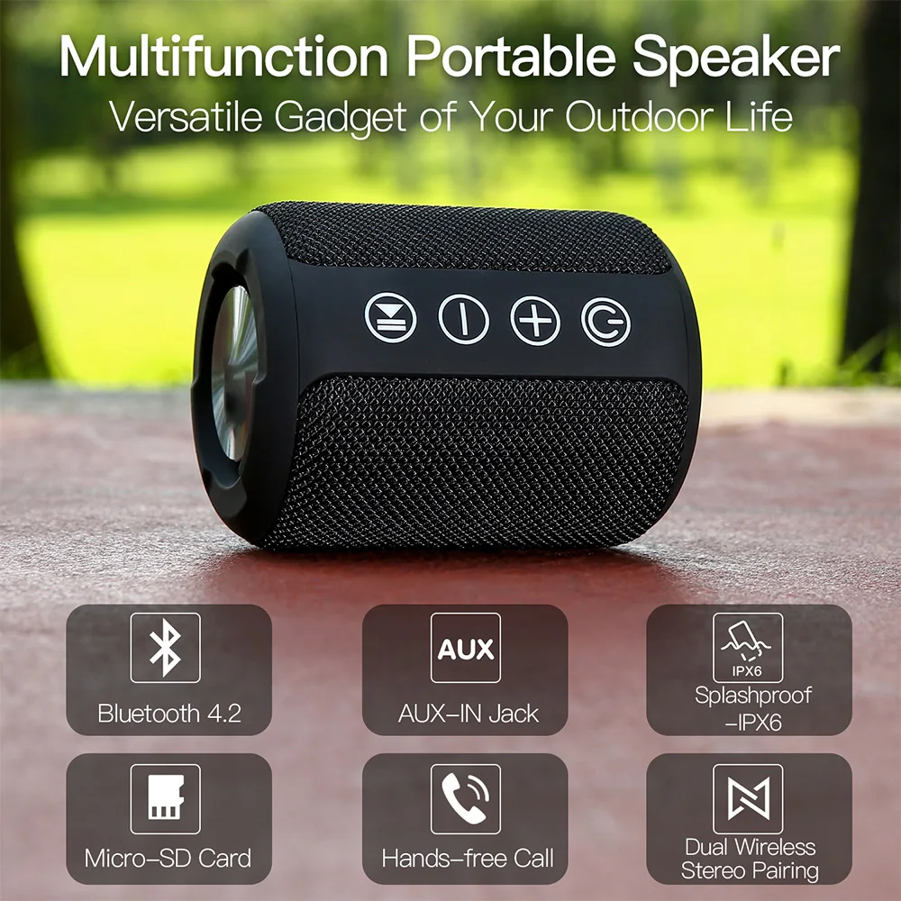 Портативный динамик KIITO Y1 IPX6 сабвуфер Bluetooth колонка водонепроницаемая уличная