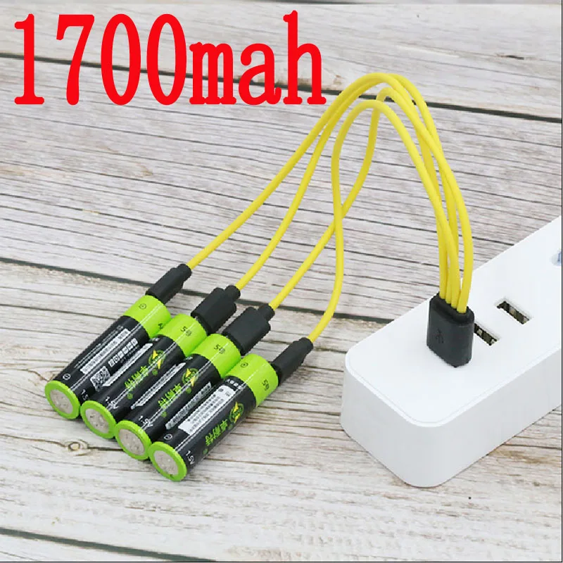 4 шт. литий полимерные перезаряжаемые батарейки ZNTER 1 5 МВт/ч 1700 в USB|li-ion battery|battery aznter