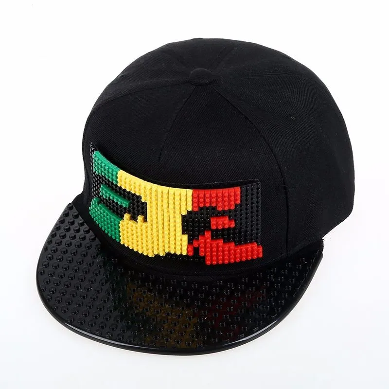 Новые головоломки игры блоки DIY лего бейсбольная шляпа Боб Марли пиксели супергерой папа шапки Snapback кепки для мужчин и женщин Съемный