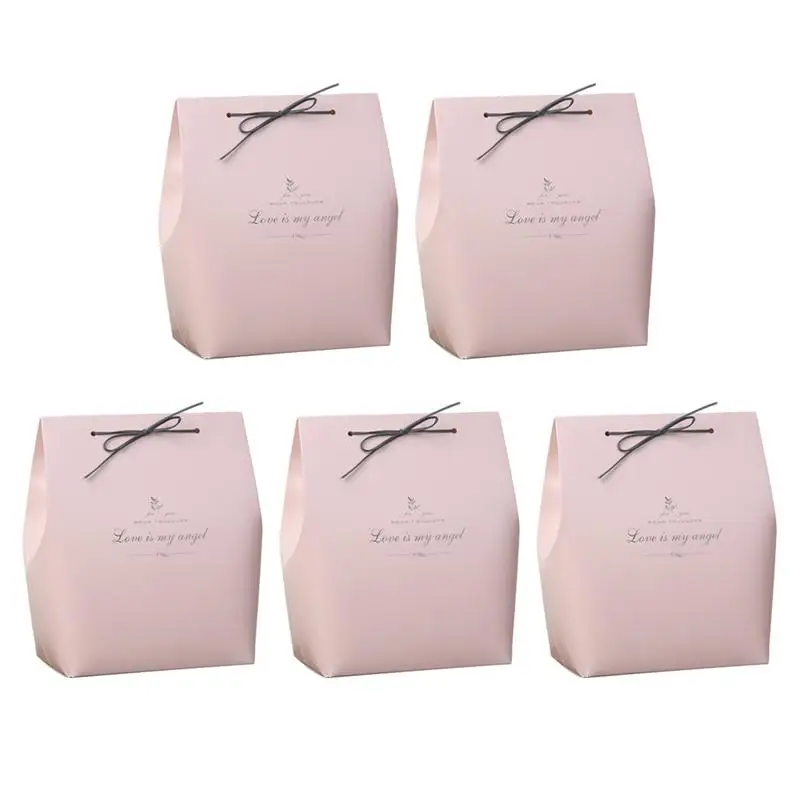 Pink 5 шт., романтические подарочные бумажные коробки для хранения конфет, торта, печенья, сумки для упаковки, подарки для гостей, коробки для свадебной вечеринки, Декор, зеленый, розовый - Цвет: Pink