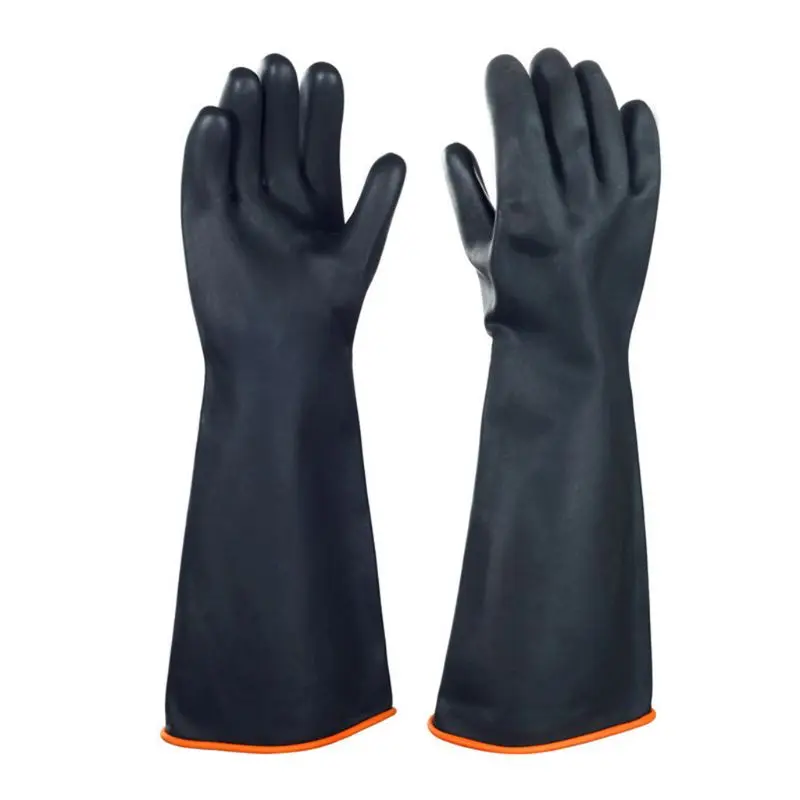 Black 17,7 дюймовые сверхпрочные латексные перчатки, безопасные рабочие, защитные, устойчивые к воздействию сильной кислоты, щелочи, промышленные резиновые Длинные митенки - Цвет: Black