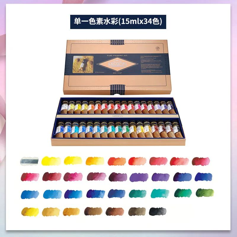 Korea Mijello Top MISSION Watercolor Paint Gold Master Class High Concentrations Nature Pigment Artist Watercolour Aquarela - Цвет: mwc1534P