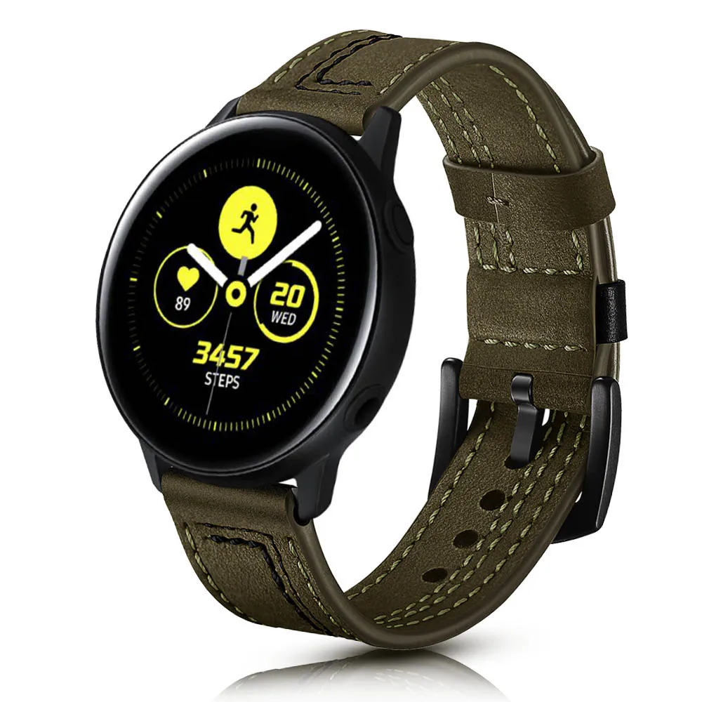 Стильный кожаный ремешок для samsung Galaxy Watch Band Active 2 1/42 мм/46 мм/gear S3 браслет черный/коричневый/зеленый ремень