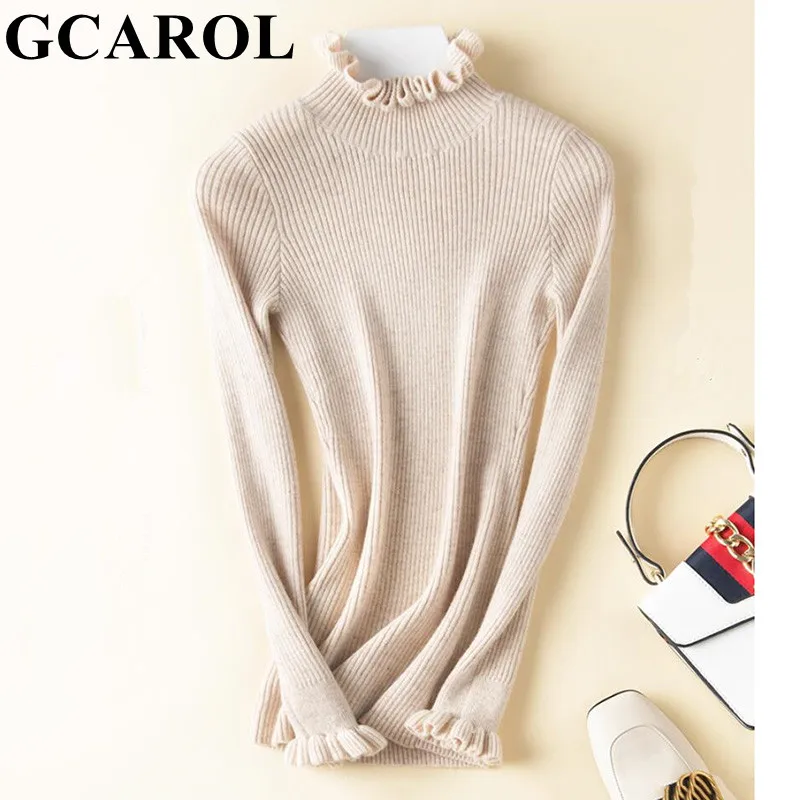 GCAROL, новинка, женский свитер со стоячим воротником, 30% шерсть, теплый, стрейч, OL, повседневный джемпер, Осень-зима, ender, вязаный пуловер, S-2XL