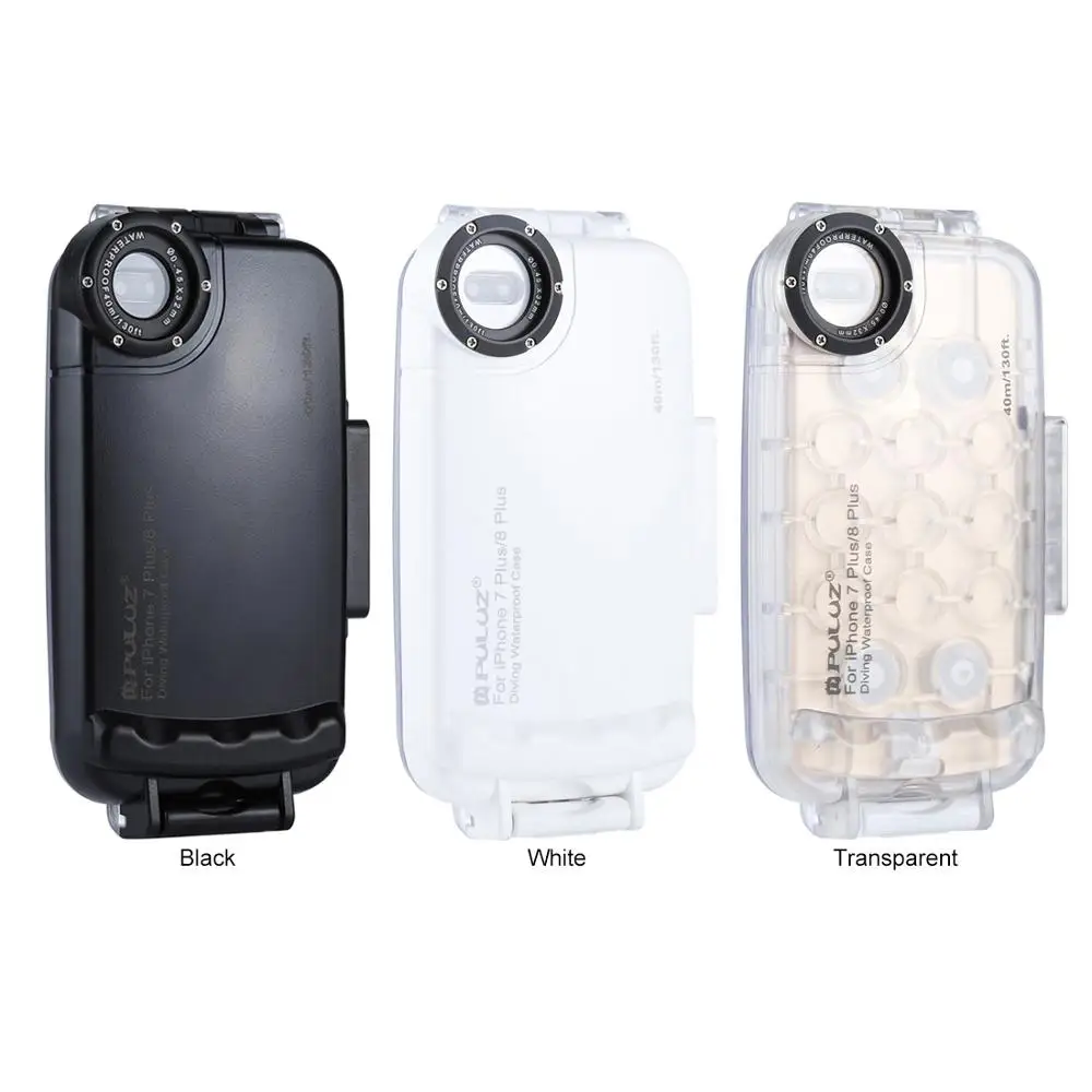 PULUZ 40 м/130 футов Водонепроницаемый чехол для iPhone 7 Plus и 8 плюс Макс Дайвинг Корпус фото видео съемки Подводное покрытие чехол