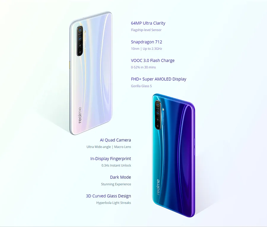 Европейская версия OPPO Realme XT 6/8GB 64/128GB Snapdragon 712 AIE 64MP Quad camera 4000mAh VOOC Быстрая зарядка NFC мобильный телефон