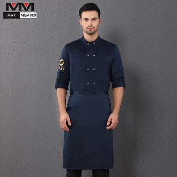 

Double-breasted Embroidery Chef Uniform Unisex Adjustable Long Sleeve Overalls Cafe Bakery Hairdressers Salon Bar Waiter Shirt