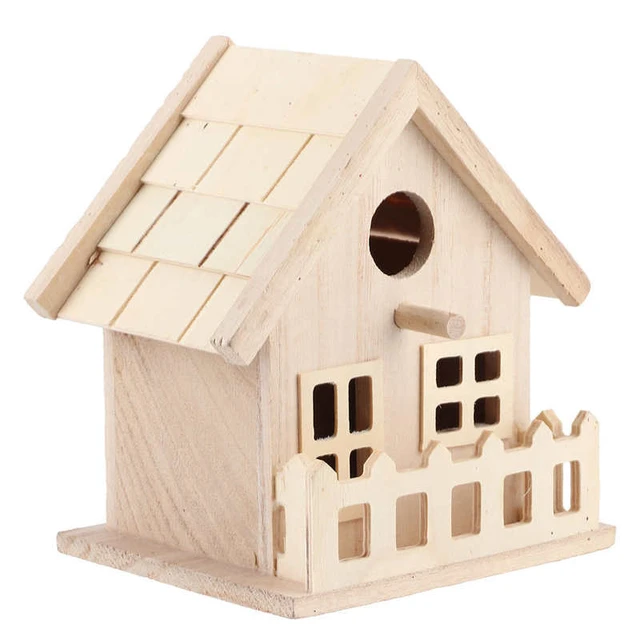 Nid d'oiseau suspendu en bois naturel, maison, Cage à oiseaux, lieu de  repos, extérieur mural, boîte en bois - AliExpress