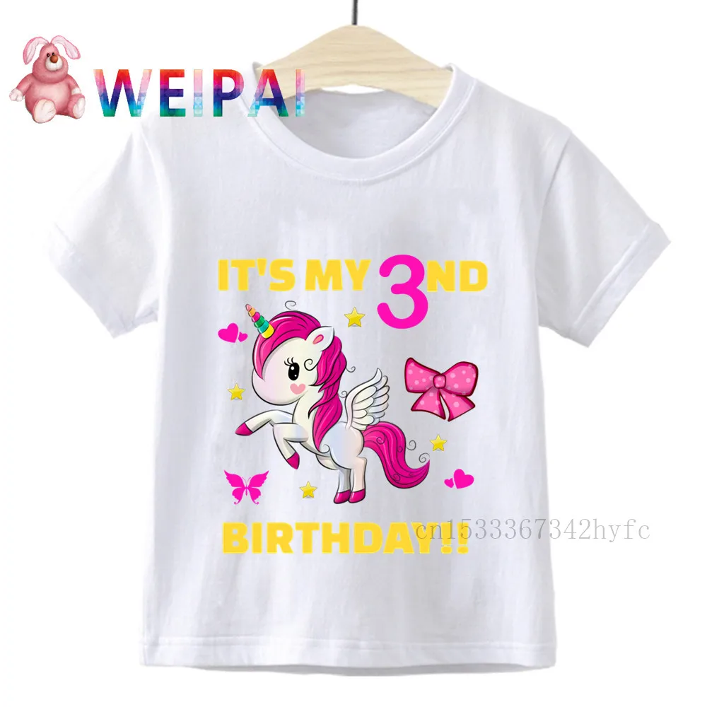 Детская футболка с надписью It Is My 1 2 3 4 5 Birthday Unicorn Number для детей 1-9 лет Подарочная