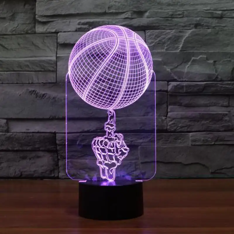 [Семь Неоновые] Баскетбол модные мяч акриловые 7 Цвета настольная лампа 3D светодиодный светильник Ночной светильник Тысячелетний сокол светильник - Испускаемый цвет: changeable