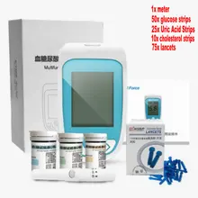 3 в 1 измеритель уровня глюкозы в крови, измеритель уровня холестерина мочевой кислоты, монитор+ полоски+ ланцеты
