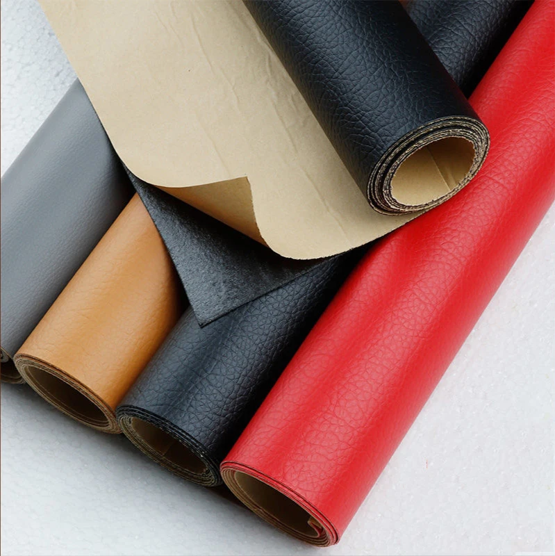 Faux PU Leather Fabric Sheet Litchi Fabric Canvas Back Self-adhesive  Leather Fabric Faux Leather Soft Feel Material Leather self-adhesive repair  patch