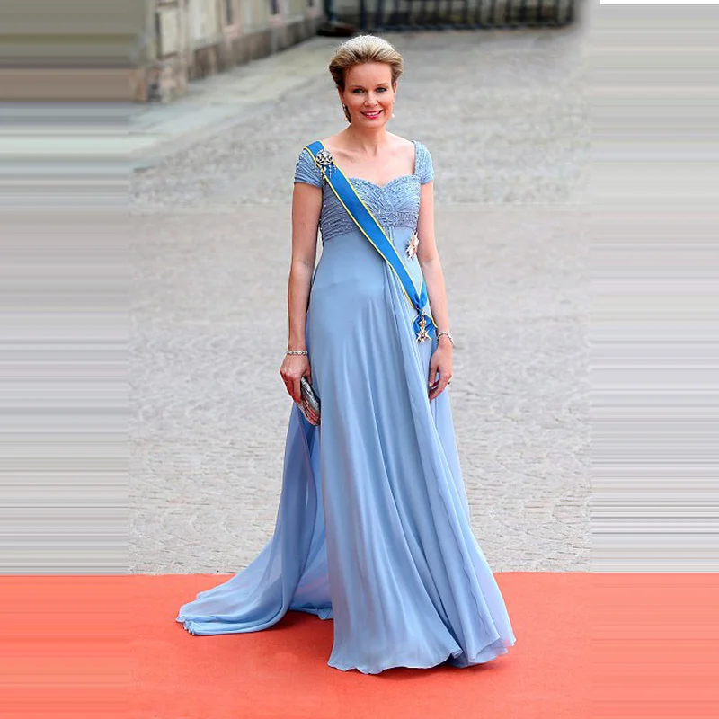 

Elegant Mother of The Bride Dresses Cap Sleeve Sweetheart Wedding Party Gowns Chiffon A-line Beading Mother Dresses for Wedding
