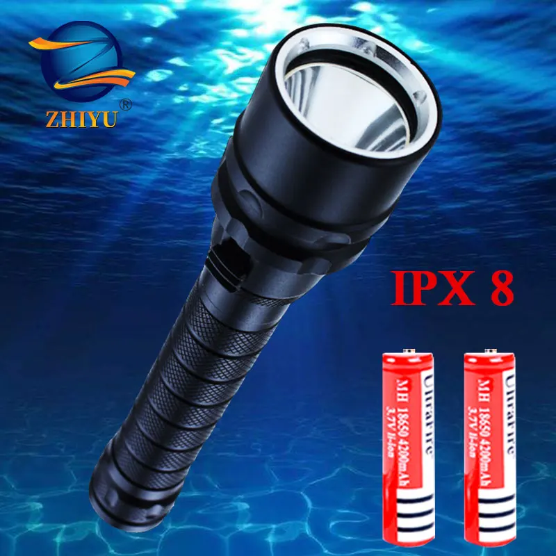 Профессиональные светодиодные фонарики для дайвинга ZHIYU T6 IPX8 водонепроницаемые