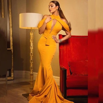 

Eightree 2020 Formal Mermaid Evening Dresses New Style Sexy Long Satin Party Gowns Vestidos De Festa Yellow Prom Dress