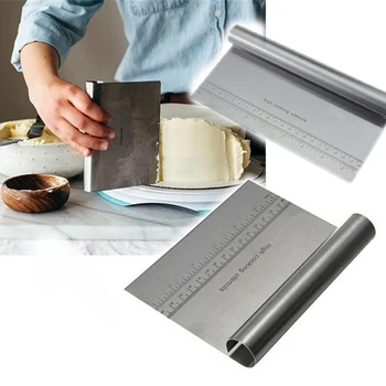 

Stainless Steel Cake Scraper Pastry Cutters Baking Cake Cooking Dough Scraper Fondant Spatulas Edge DIY Baking Decorating Tools