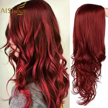 AISI BEAUTY длинные волнистые красные, черные, розовые синтетические парики для женщин Косплей вечерние женские повседневные накладные волосы термостойкие