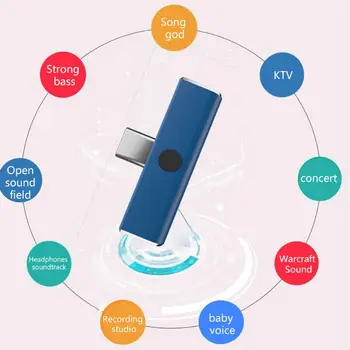 

Micro USB/Type-C Sound Card Stereo Audio Adapter Phone Sound Card for Live Broadcast Karaoke Use Supplies