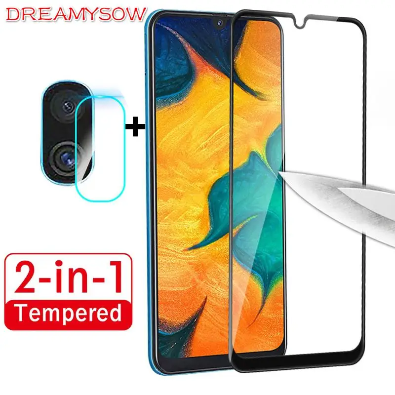 2 in 1 Full Glue Tempered Glass For Samsung Galaxy A70 A50 A40 A30 A20 A750 A6 A8 J4 6 J8 2018 Film Camera Lens Screen Protector | Мобильные