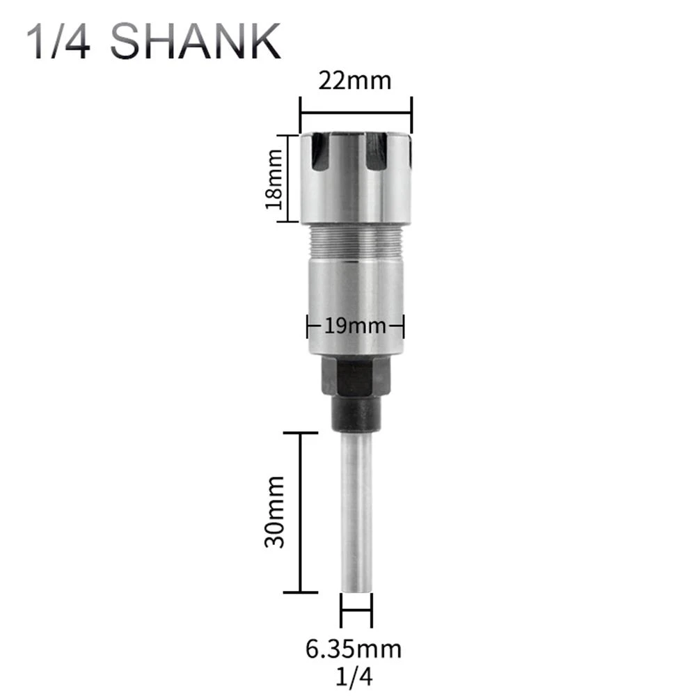1/4 дюймов хвостовик фрезы удлинитель стержня фрезы по дереву удлинитель цанговый держатель адаптер с ER16-8 8 мм цанговый патрон - Длина режущей кромки: 6.35mm Shank