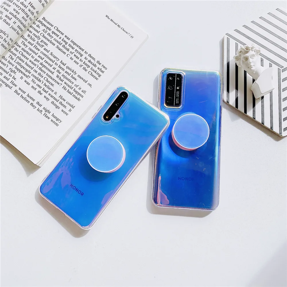 huawei pu case Luxury Clear Soft Phone Case For Huawei Y8P Y9S P Smart Plus S Z Y9 Prime 2019 Rainbow Gradient Color Holographic Mirror Cover pu case for huawei