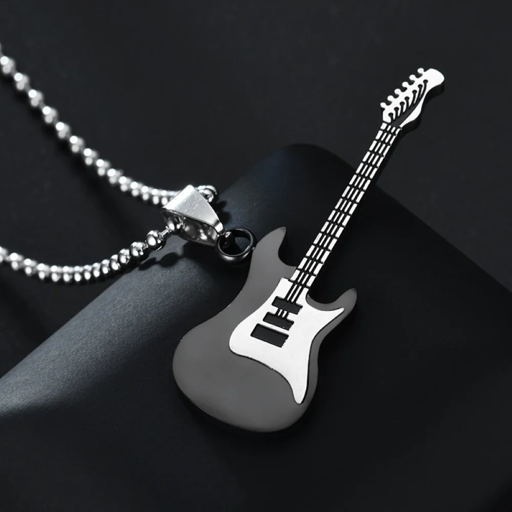 Electric Guitar Pendant Long Chain Necklace Music Lover Guitar Gift - Image 4