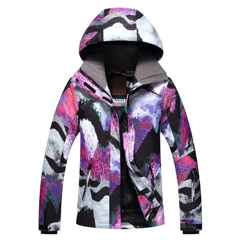 GSOU, Женская лыжная куртка в горошек, водонепроницаемая, ветрозащитная, зимняя куртка для сноуборда, женская зимняя одежда, Теплая Лыжная Экипировка - Цвет: 1803-042