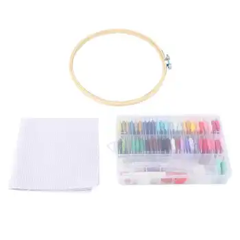 

Bamboo Cross Stitch Embroidery Hoops 50pcs Threads Scissors Needles Sewing Accessories for Embroidery Starter Kit