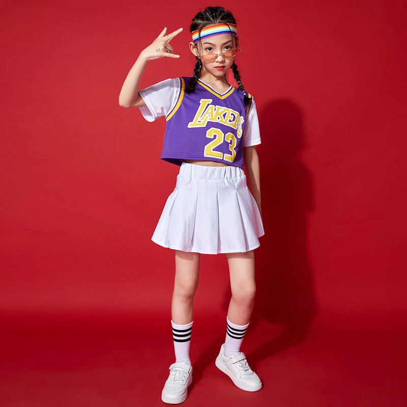 Kids Concert Hip Hop Clothing Cheerleader T Shirt Shorts Streetwear Basketball Uniforms Dance Costume For Girls Boys