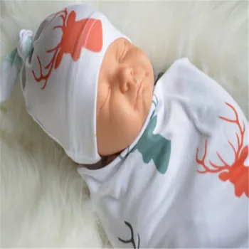 

Toddler kids Baby girls boys clothes animal print Blanket Soft Sleeping Swaddle Muslin Wrap Geometry Hat 2pc cotton outfit