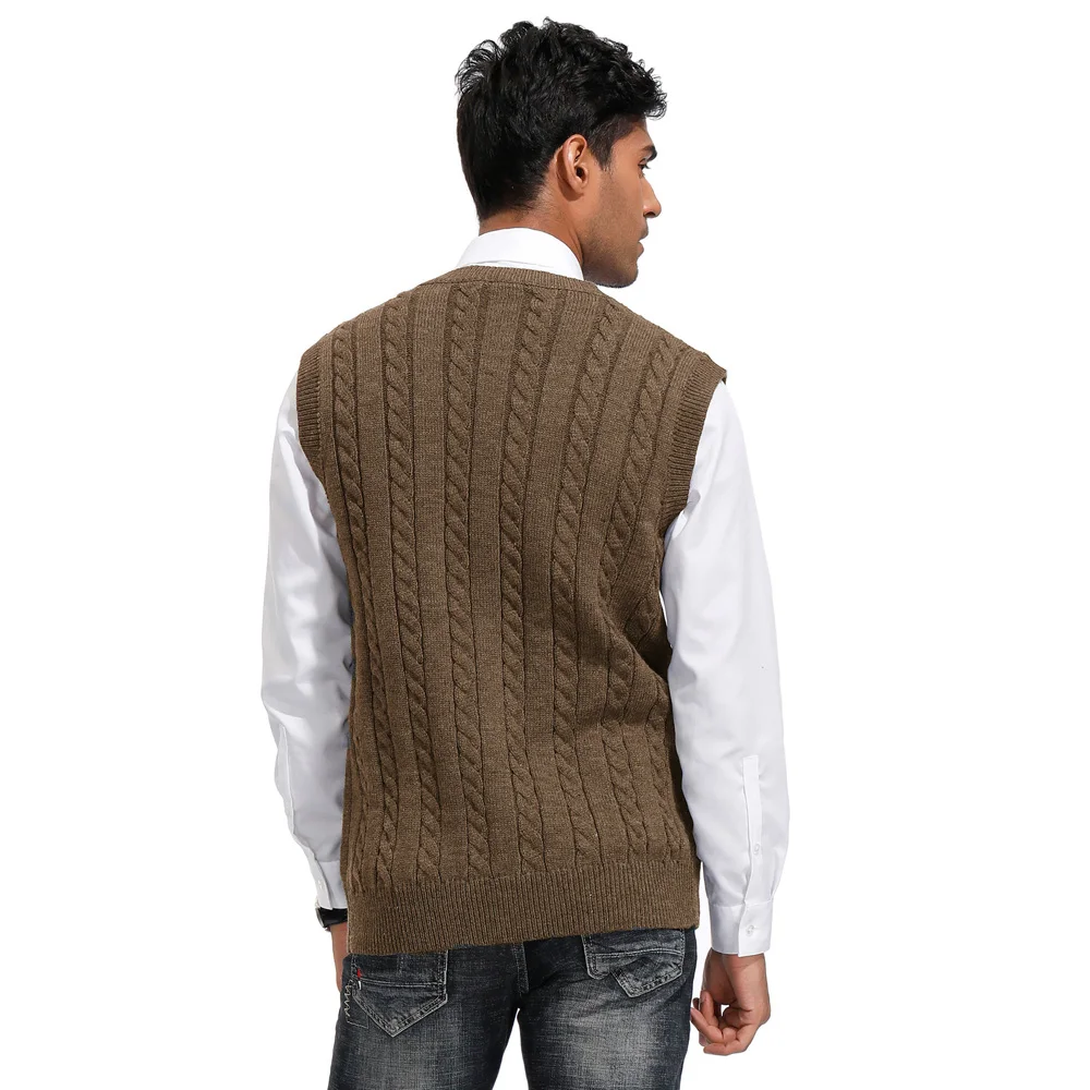 Men suit vest fashion fashion Sleeveless Plaid Checks Mens V-Neck Sweaters vest Loose Solid Button Fit Knitting Casual Clothing