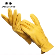 Printing Cowhide gloves male winter,Harley riding motorcycle gloves leather men's,wear and cashmere men's leather gloves-NP06