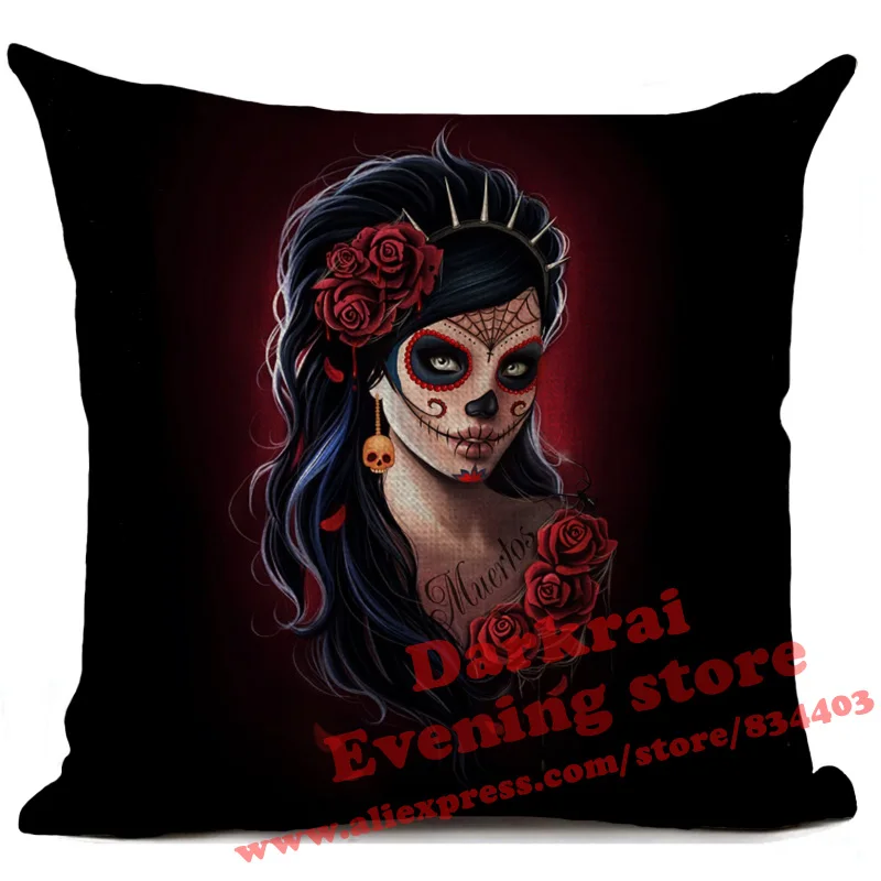 Skull Print Pillow Covers, Halloween Throw Pillow Case, Gothic